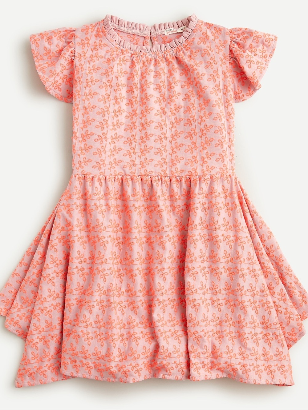 Crewcuts Pink and Coral Flutter-Sleeve Cotton Dress. Size 10. New with tags.